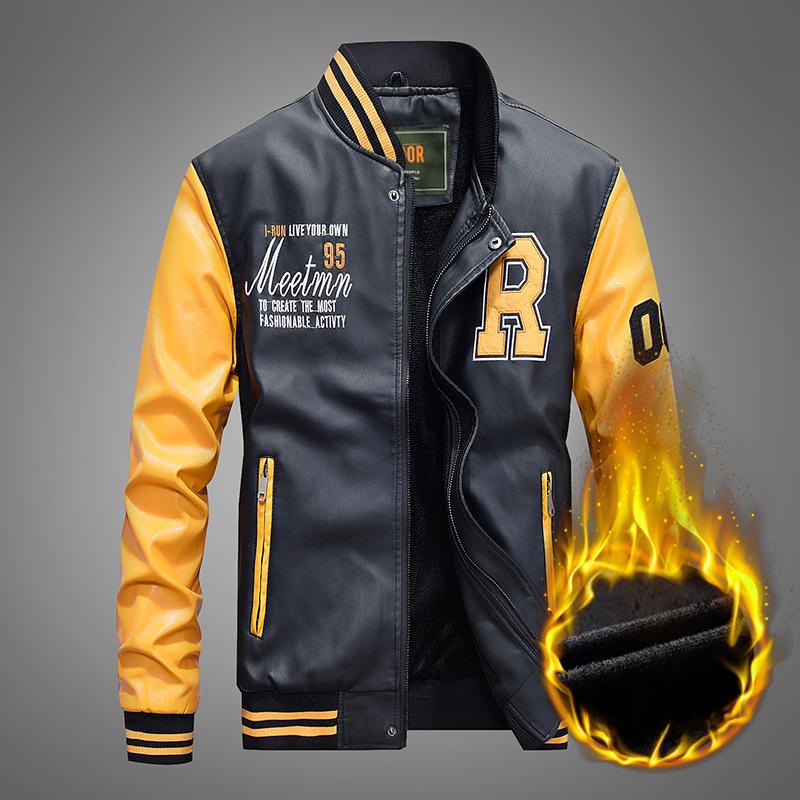 Men's PU Leather Jacket Autumn and Winter New Men's Stand-up Collar Loose Casual Large Size Autumn Men's Coat