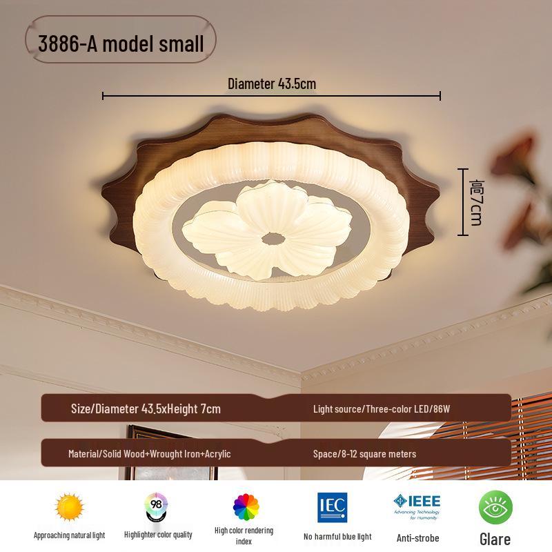 

Китайская ретро потолочная лампа полного спектра - Современный минималистичный светильник для спальни из грецкого ореха