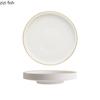Solid Color Gold Edge Ceramic High Foot Plate Restaurant Flat Plate Dessert Dish Sushi Dish Molecular Cooking Creative Tableware