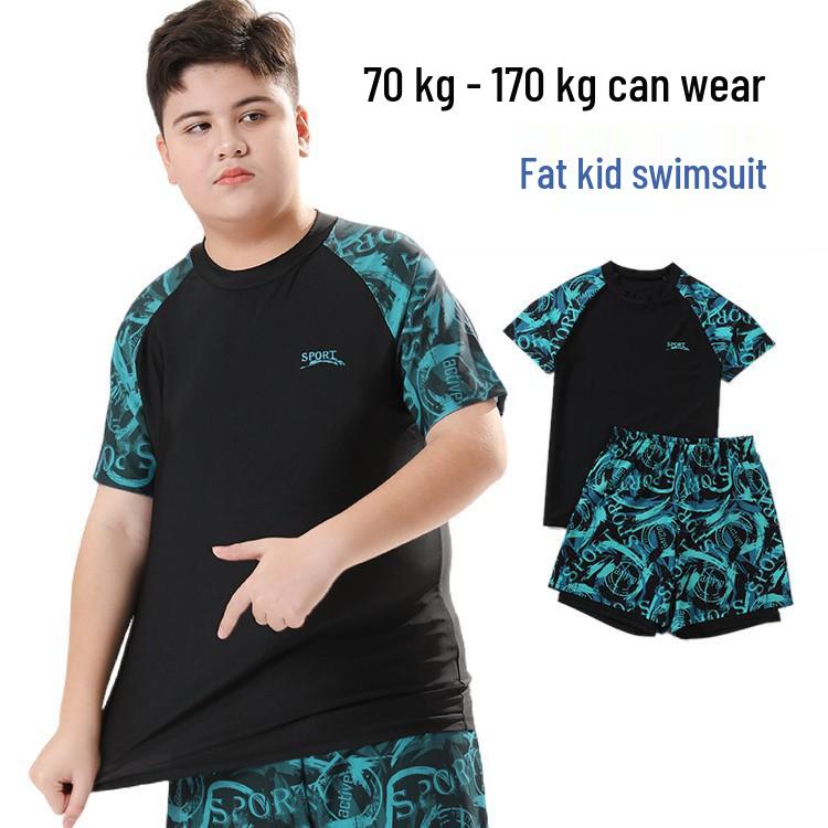 Two-Piece Quick-Dry Sun Protection Swimwear for Older Boys - Customizable Anti-Embarrassment Hot Spring Set (2026)