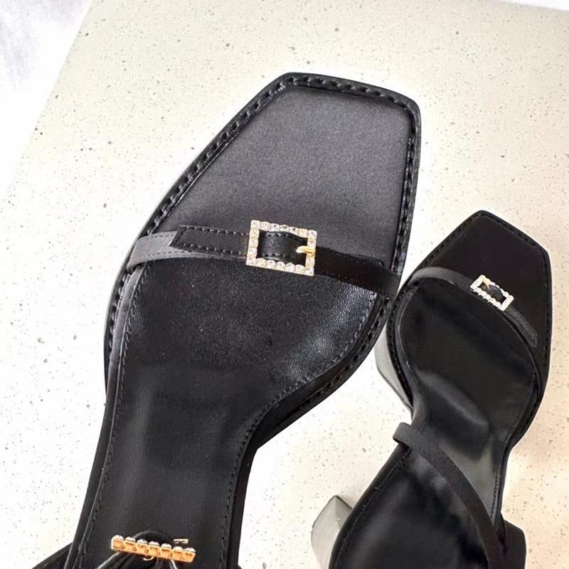 Fashion Sexy Sandals Women's 2024 Summer New Fashion Thick Heel One Line Buckle Waterproof Platform Square Head Open Toe High Heels