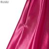 ZANZEA Women Casual Square Collar Summer Short Sleeve Long Dress
