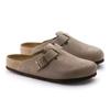 Birkenstock Genuine Leather Closed-Toe Half Slippers for Men and Women - Cork Insole, Spring/Autumn Style.