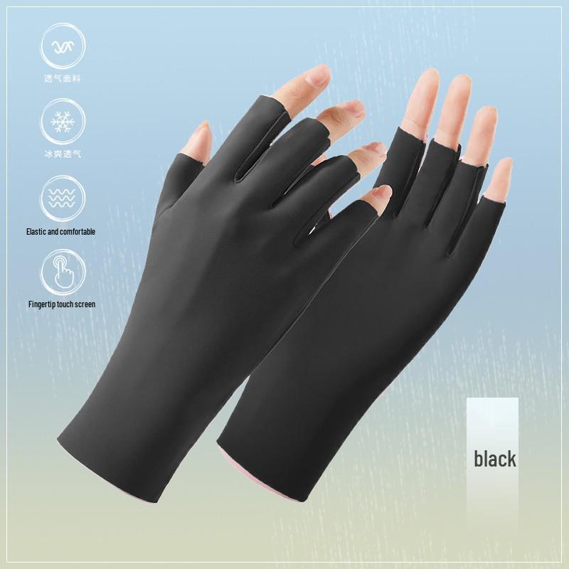 Women's UV-Protection Fingerless Gloves for Driving & Cycling - Non-Slip, Breathable, Half-Finger Design