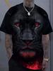 Mode Löwe 3D Gedrucktes Herren T-Shirt Lässiges schnelltrocknendes T-Shirt Tier Muster Oberteil Kurzarm Übergröße Herrenkleidung Streetwear