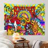 Hippie Psychic Flower Power Tapestry Pop Style Background Cloth Hippie Atmosphere Room Decoration