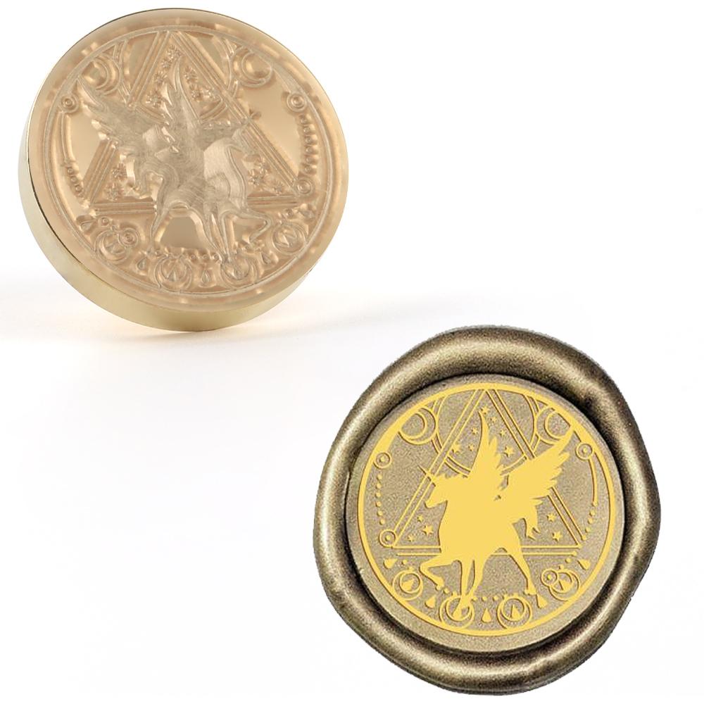 Moon and Animals Wax Seal Stamps Brass Head Moon Lanterns Pattern 0.98" Removable Round Wax Sealing Stamp Heads For Decorating