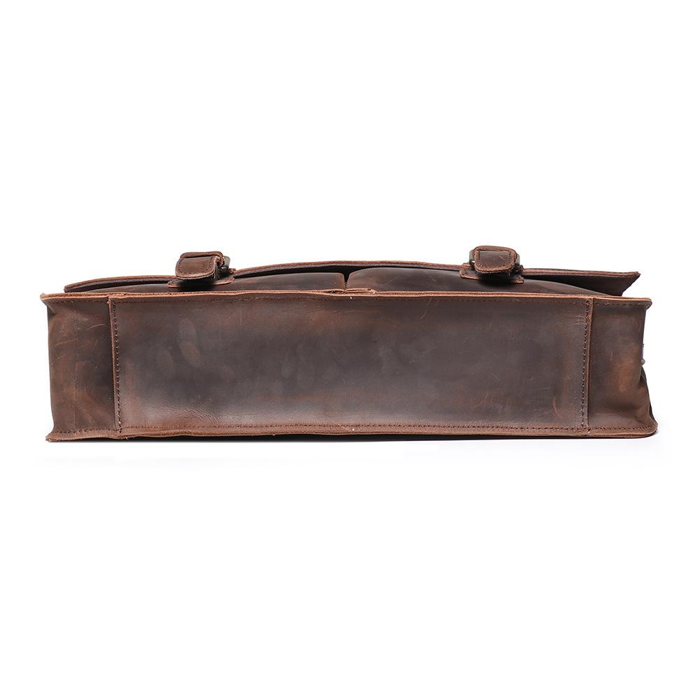 Men's Retro Crazy Horse Leather Crossbody Briefcase - Large Capacity Genuine Cowhide Handbag