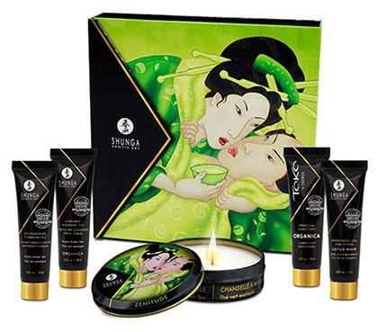 Coffret Ensemble Secret de Geisha - Thé vert exotique - Shunga - Huile de Massage