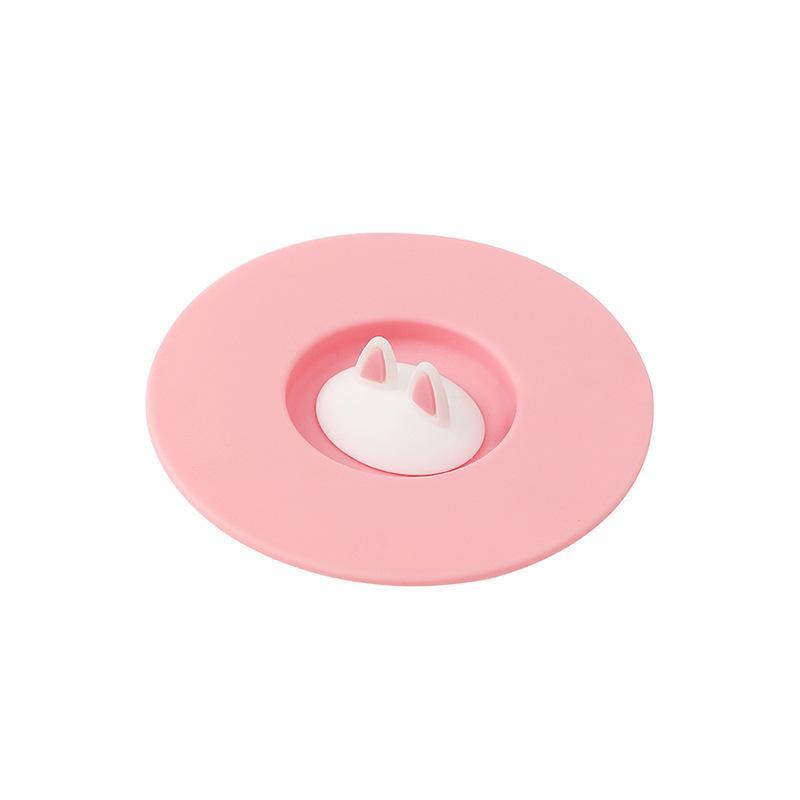 1Pcs Dust‑Proof Round Mug Cover Cute Cat Ear Silicone Cup Lid Reusable Cup Topper Mug Lid Seal Drinkware