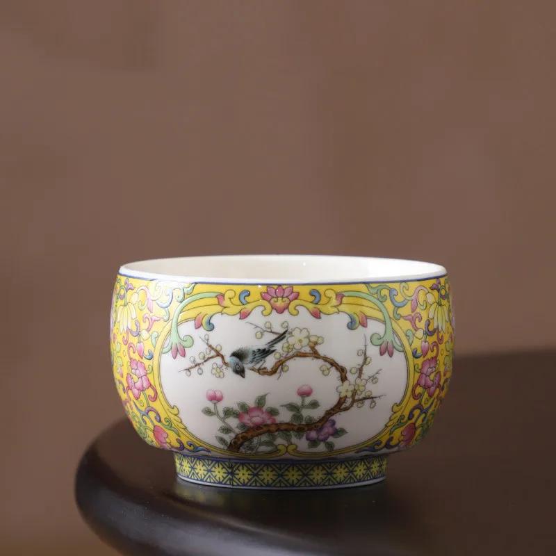 1 ks čínský barevný smaltovaný keramický šálek na čaj vintage porcelánová miska na čaj ručně vyráběné nádobí mistrovský šálek na čaj meditační šálek 120 ml