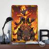 Lava Demon Riding Rhino Metal Poster Customized Wall Art Retro Vintage Tinplate Signs for Coffee Bar Accessories Desk Decor Room