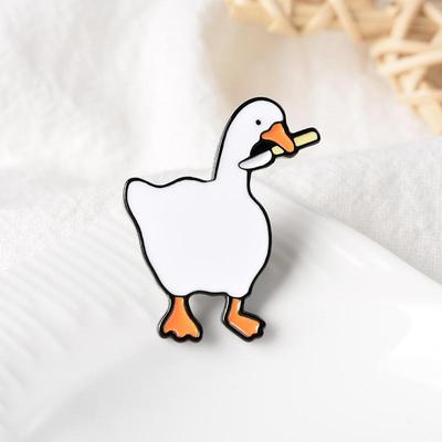 Untitled Goose Game Brooch: Cute Dripping White Goose