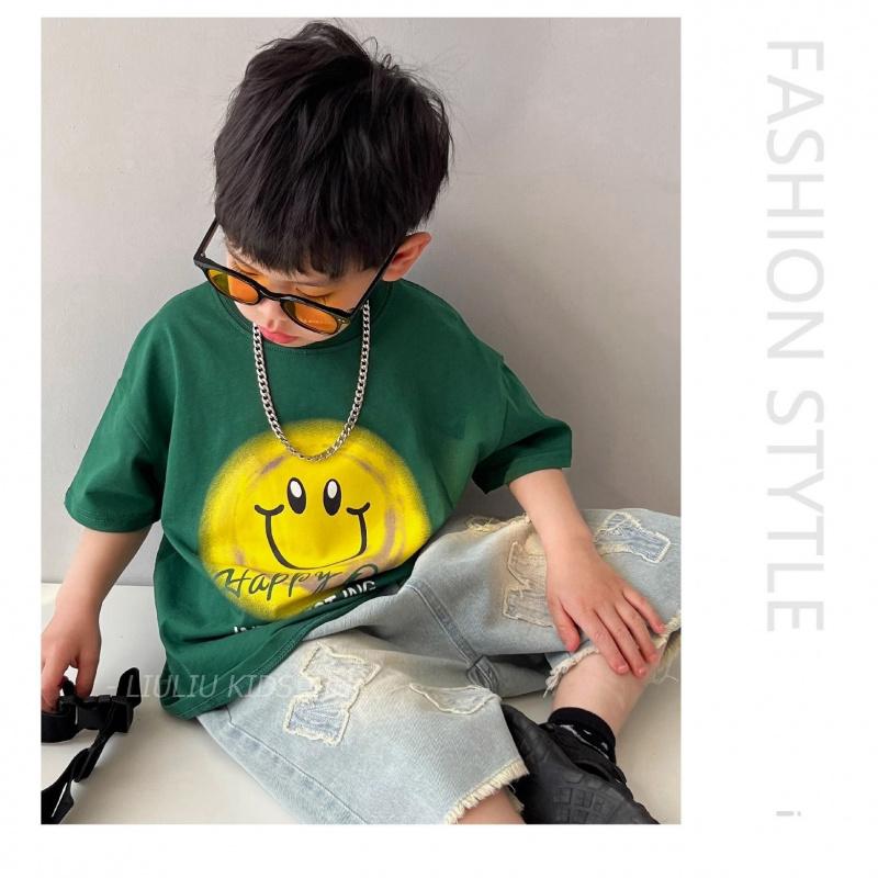 Pure Cotton Boys' Short-Sleeve Children'S Clothing Summer T-Shirt New Stylish Top For Older Boys In Summer