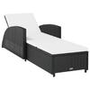 Sun Lounger with Cream Colored Cushion Poly Rattan in Black