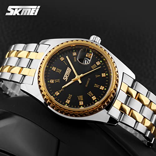 Popular Couple's Watches for Men and Women, Classic Gold and Silver Designs with Stainless Steel Bands, Waterproof, and Luxurious Designs. Perfect As