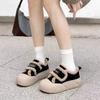 Muffin sole Velcro cotton shoes women's winter velvet thickened winter new one-pedal loafers bread shoes tide