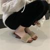 2025 New Square Head Slope High Heel Open-toed Niche Wear Half-drag OL Women's Sandals Mao Mao