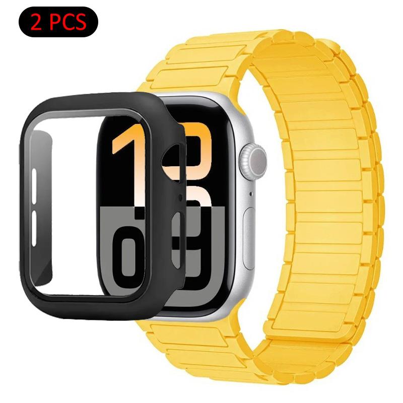 Silicone Strap+Case For Apple Watch Ultra 3/2/1 49mm 11 10 46mm 42mm Magnetic Band iWatch 9 8 7 45mm 41mm 6 5 SE 44mm/40mm Cover