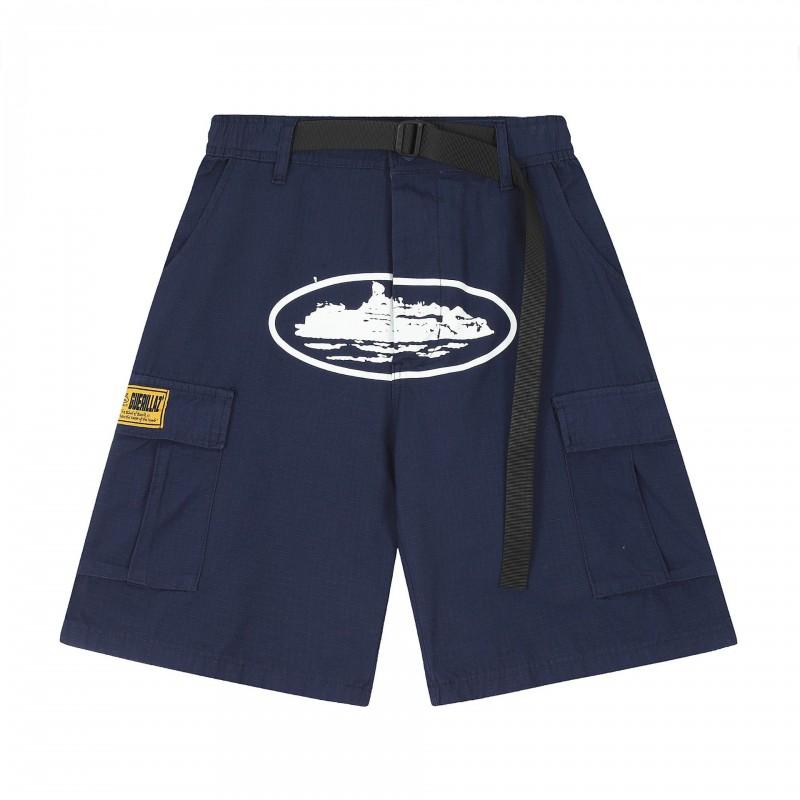 Corteiz Streetwear Short Pants Men Women Alcatraz Ship Print Loose Fit Cotton Shorts