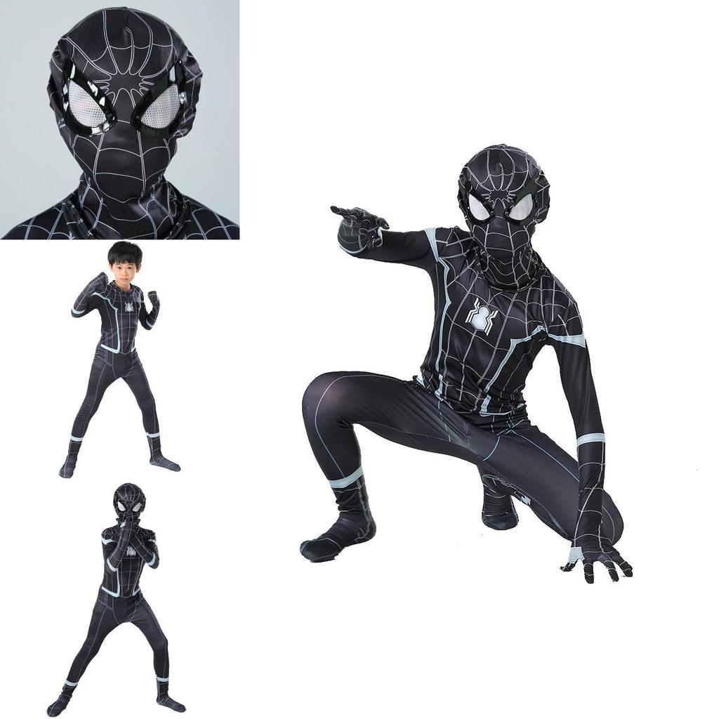 Stunning Black Spider-man Homecoming Cosplay Costume With Breathable Material For Kids And Adults