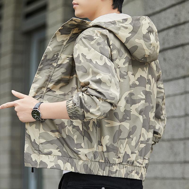 Jacket Men's Spring and Autumn Hooded Camouflage Men's Korean Style Autumn Trend Jacket Work Wear Functional Casual Autumn Top