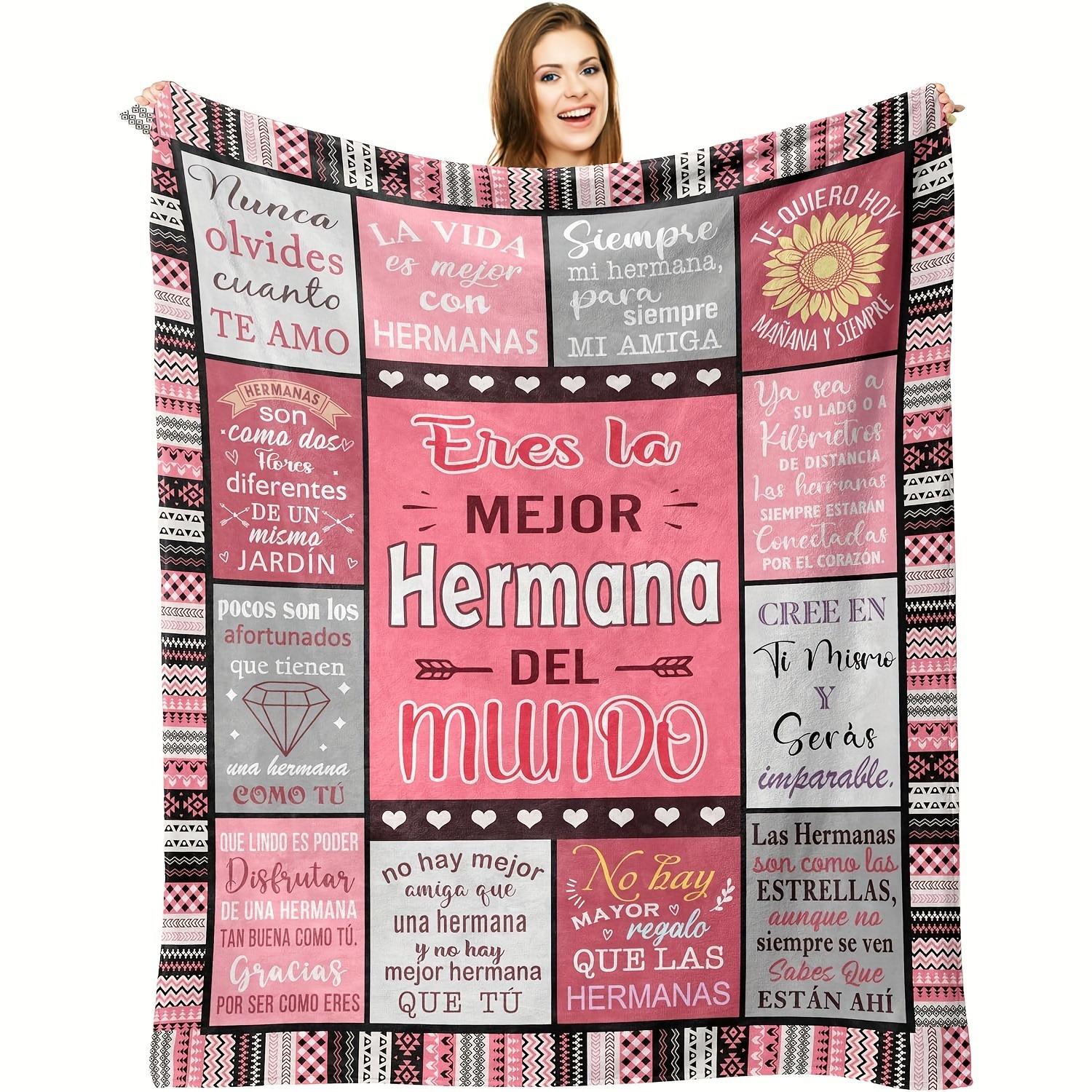 Eres La Mejor Hermana Spanish Quote Flannel Throw Blanket Soft Warm Blanket for Sister Gift All Season Cozy Lightweight Blankets 130x150cm
