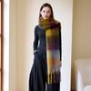 Imitation cashmere plaid scarf women's winter thickened simple warm black and white classic fringed scarf shawl