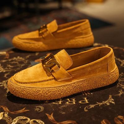 Novos sapatos masculinos de couro legítimo sapatos casuais primavera outono retrô botão de metal sapatos de skate planos mocassins sem cadarço