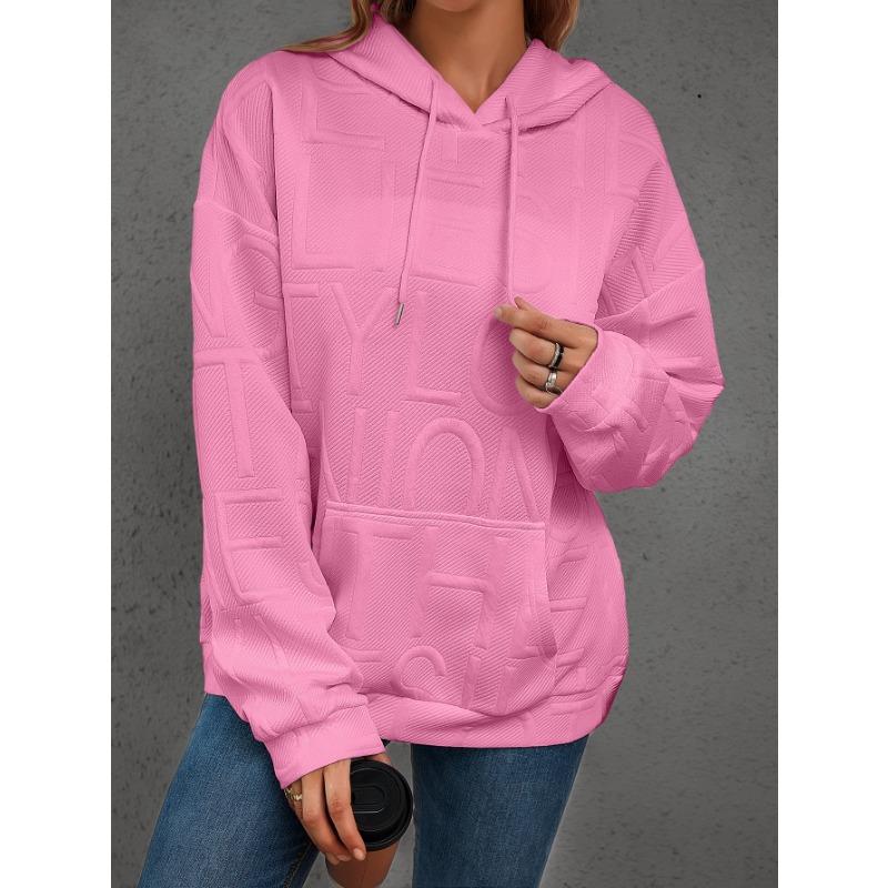 Damen S Lässig Einfarbig Buchstabendruck Pullover mit Kapuze Sweatshirt