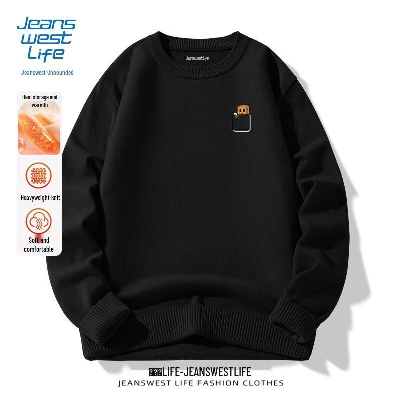 JEANSWEST LIFE Men's Heavyweight Crew Neck Knit Sweater