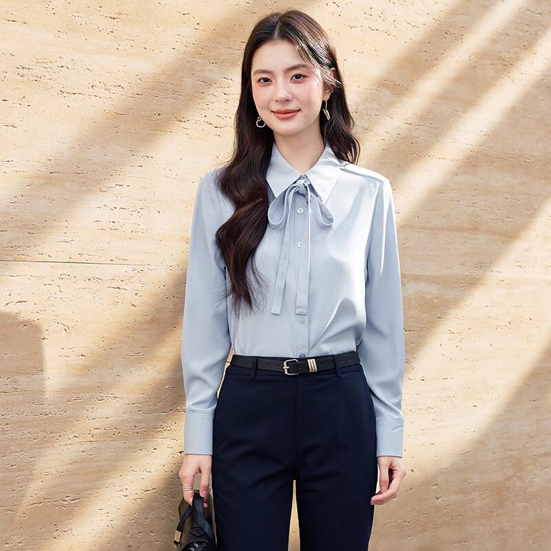 

Женская профессиональная блузка с длинным рукавом и галстуком-бантом 3XL