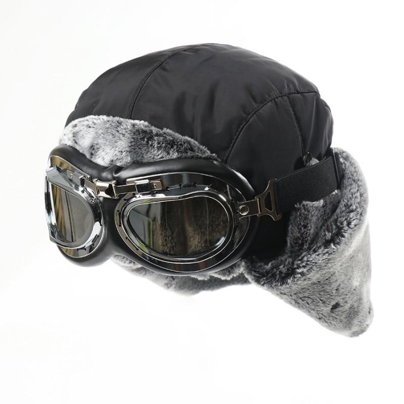 Winter Aviator Hat Men Women Warm Fleece Lined Windproof Ear Protection Cap With Goggle Frame
