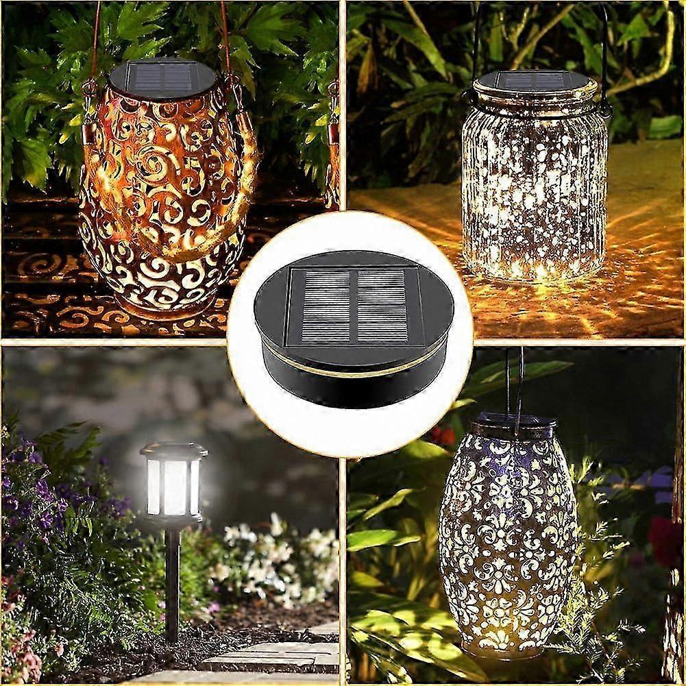 Solar Lights Pack of 2: 8 cm Replacement, Warm White LED, 800 mAh Battery Box, Lantern Lid for Hanging Lamps