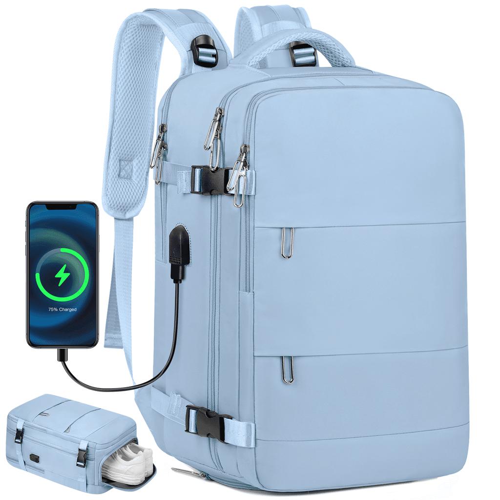 Travel Backpack for Women Men, Carry On Backpack with USB Charging Port & Shoe Pouch, Nurse Bag Daypack for Weekender Business Hiking
