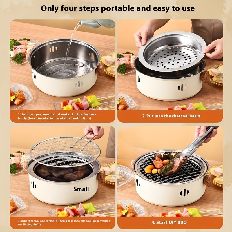 Rauchloser Holzkohlegrill - Tragbarer Outdoor-BBQ-Ofen für Camping & Picknicks, Nicht-elektrisch zum Grillen & Kochen, Ideal für Zuhause, Büro, Restaurant