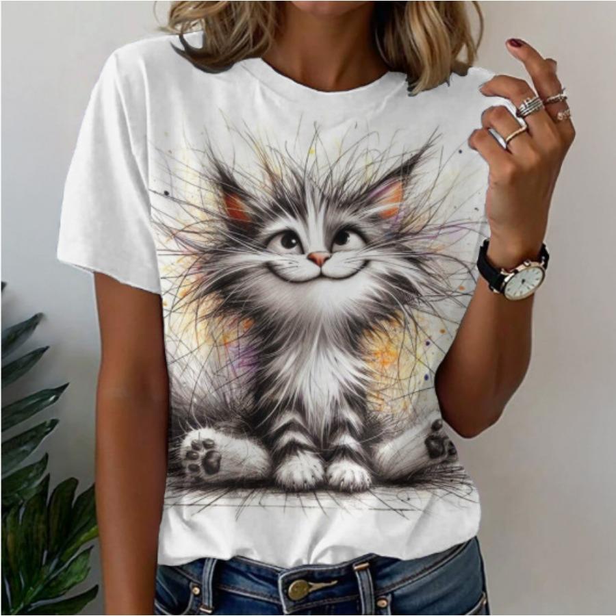 Women s short-sleeved T-shirt autumn new 3D printing 6XL