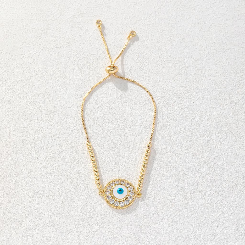 Fashion Drip Enamel Evil Eye Bracelet Versatile Zircon Blue Eye Charm Women's Popular Jewelry Accessory