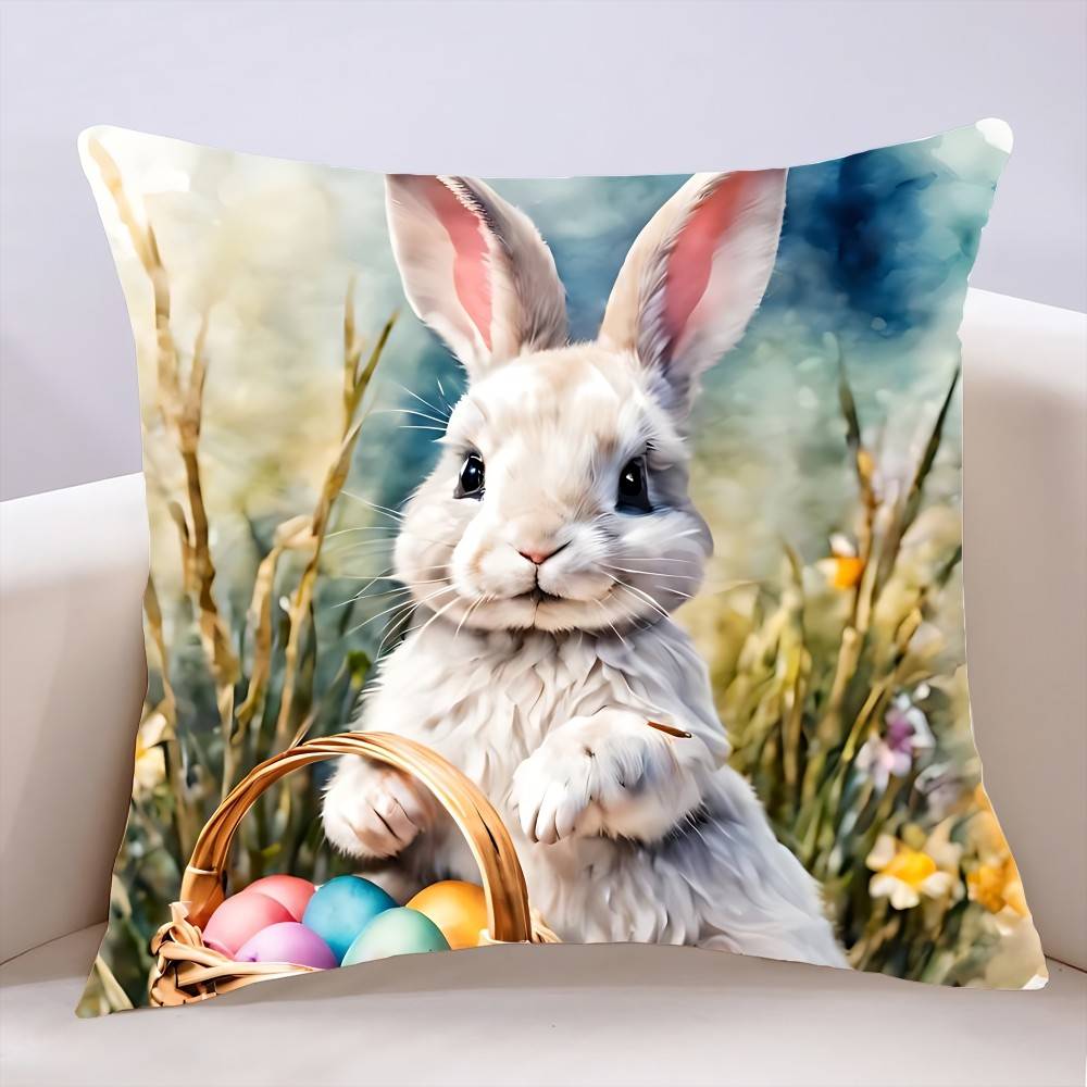 Easter Rabbit Pillow Case Cushion Cover Soft Cute Throw Pillow Case For Car Sofa Pillowcase Polyester With Zipper