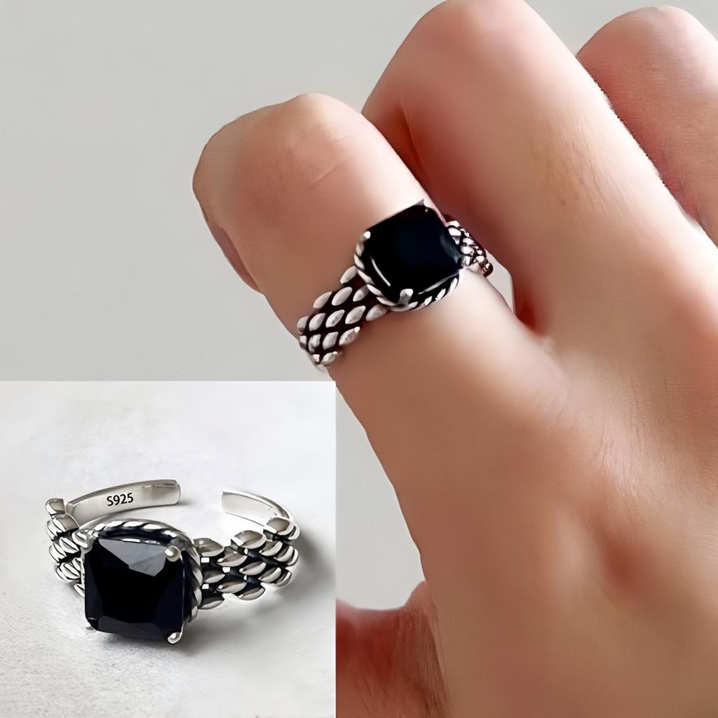 925 Sterling Silve Green Crystal Geometry Ring Square Retro Sweet Jewelry Birthday Gift Dropshipping