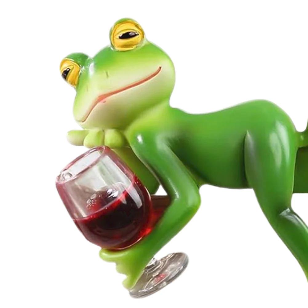 Resin Hanging Frog Figurine Planter Pot Decorations Funny Drinking Frog Statue Flower Pot Edge Animal Ornament Garden Decors