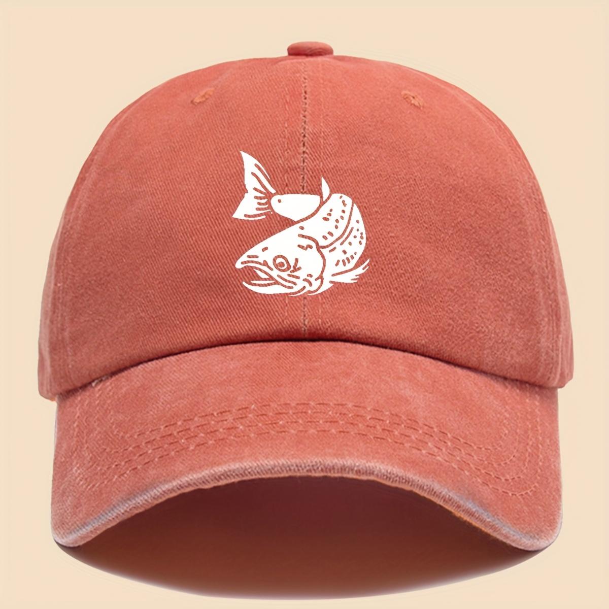 

Cartoon Fish Print Baseball Cap Vintage Washed Adjustable Fishing Hat Men Women Hip-hop Hat Outdoor Retro Sun Protection Hat