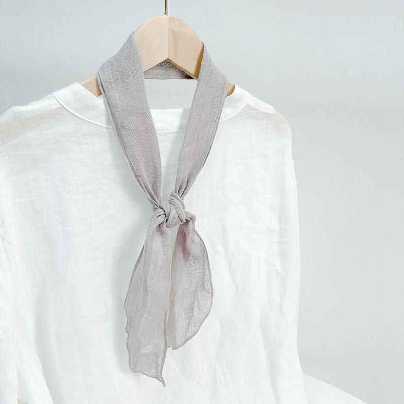 Retro Rain And Dew Striped Small Bow Tie Literary Versatile Women'S Summer Neck Protection Scarf Accessories Silk Korean Version