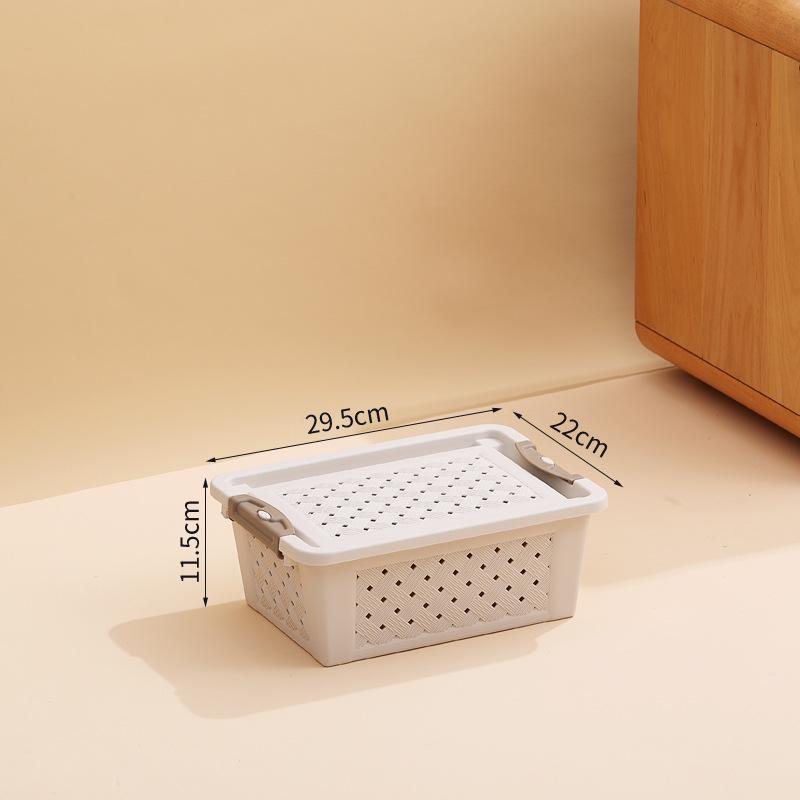 Дышащий ящик для хранения с крышкой, имитирующий ротанг, для одежды, домашних животных и косметики Rectangle