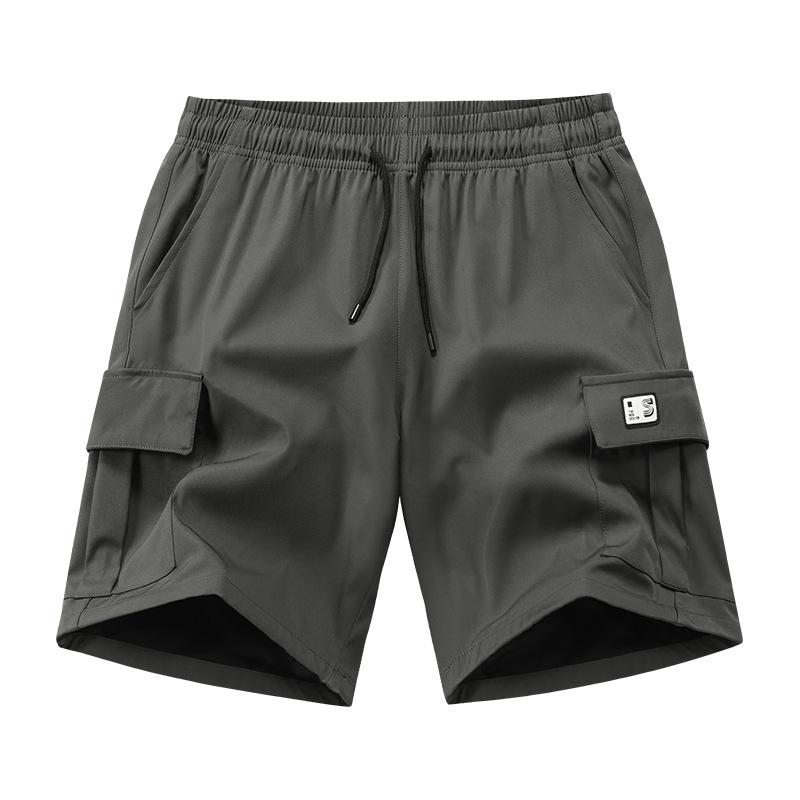 

Летние спортивные и развлекательные шорты с пэчворком, брюки пять четвертей, фитнес-брюки для бега, мужские быстросохнущие дышащие однотонные брюки из ледяного шелка L серый