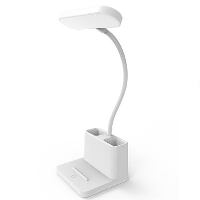 Desk Lamp with Pen Holder Adjustable Gooseneck Reading Lamp with 3 Light Modes Rechargeable LED