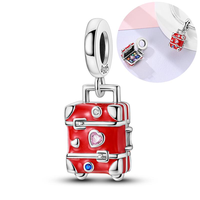 Love Heart Pink Charm Copper Original Butterfly Airplane Travel Charms Beads Fit Bracelets Diy Birthday Jewelry