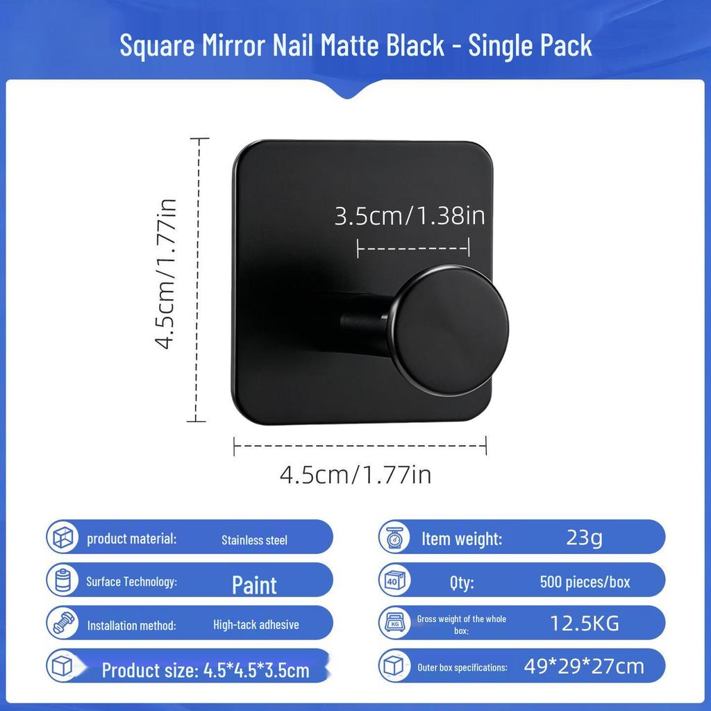 Punch-Free Strong Adhesive 304 Stainless Steel Wall Hook