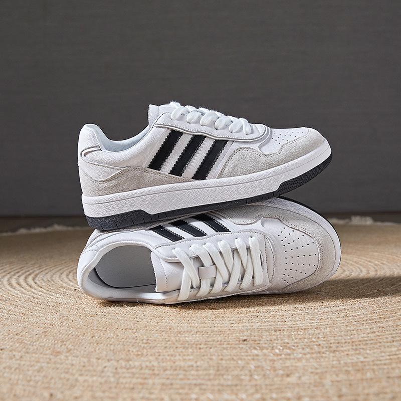 Leather women's spring and summer students board shoes lace-up black and white single shoes small height increase non-slip