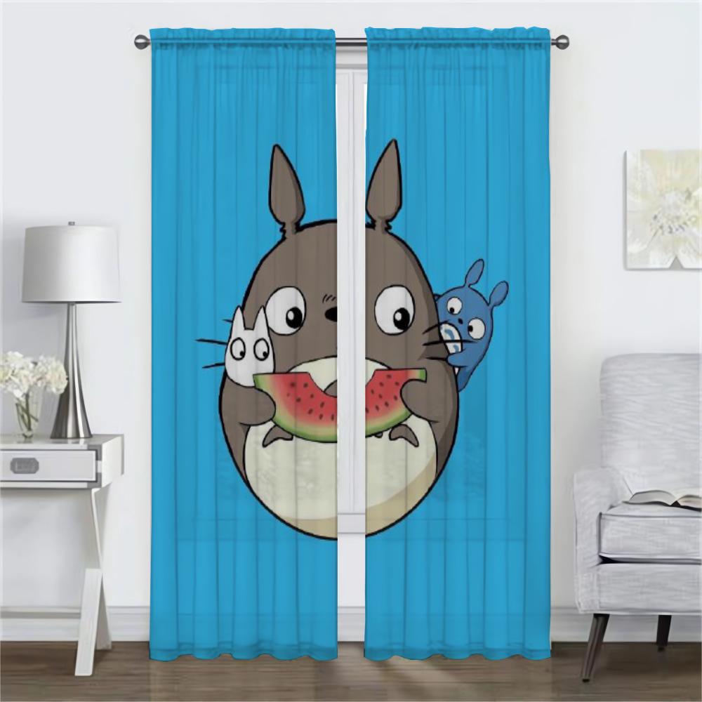 Zasłony do wnętrza domu dla Camera TotoroS Eleganckie zasłony do pokoju 2 sztuki Tiul do sypialni Rolety Zasłona zaciemniająca Przepierzenie